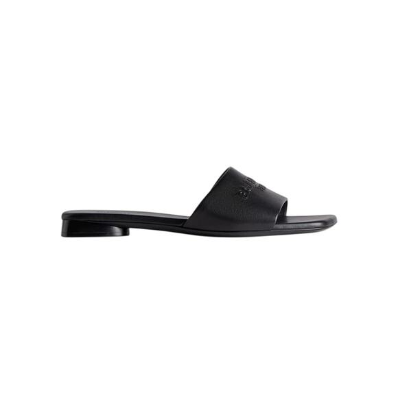 Balenciaga NIB Duty Free Leather Logo Slides in Black Size 37 - Picture 1 of 13